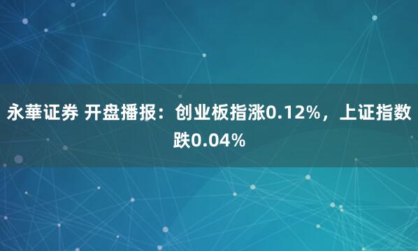 永華证券 开盘播报：创业板指涨0.12%，上证指数跌0.04%